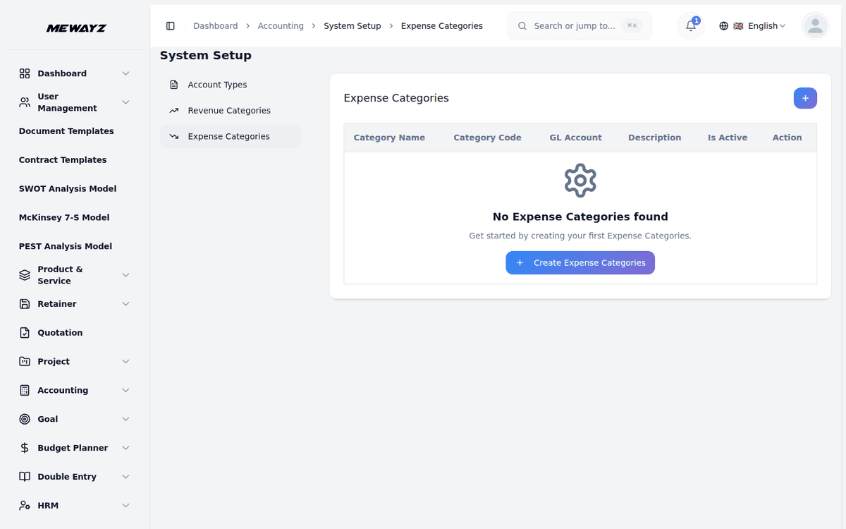 Mewayz Expenses — Expense categories