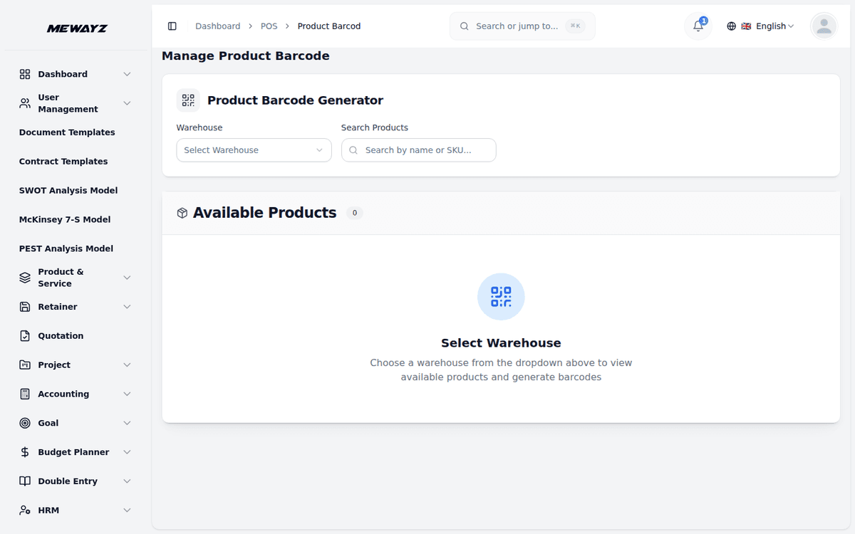 Mewayz POS & E-commerce — Barcode scanning