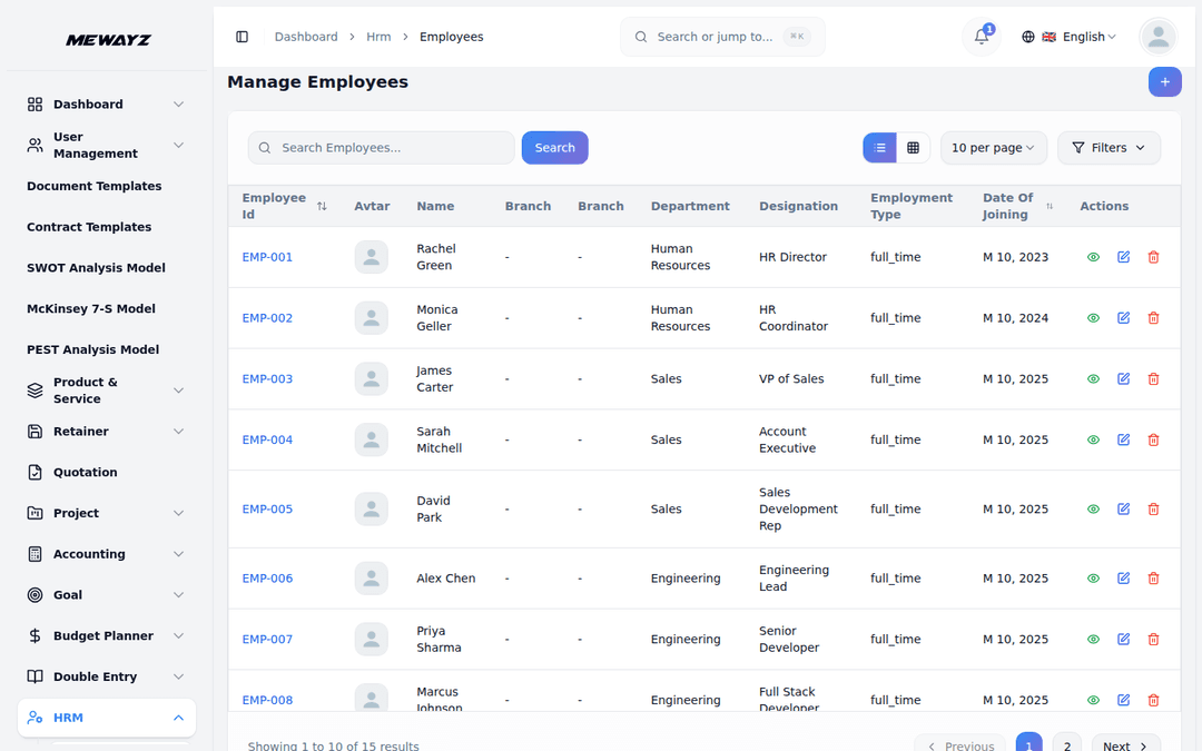 Mewayz Team & HR management — platform screenshot