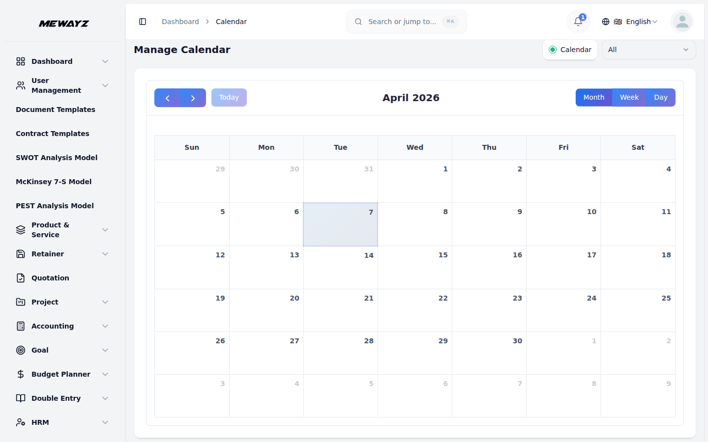 Mewayz calendar and booking — meetings integrated with CRM