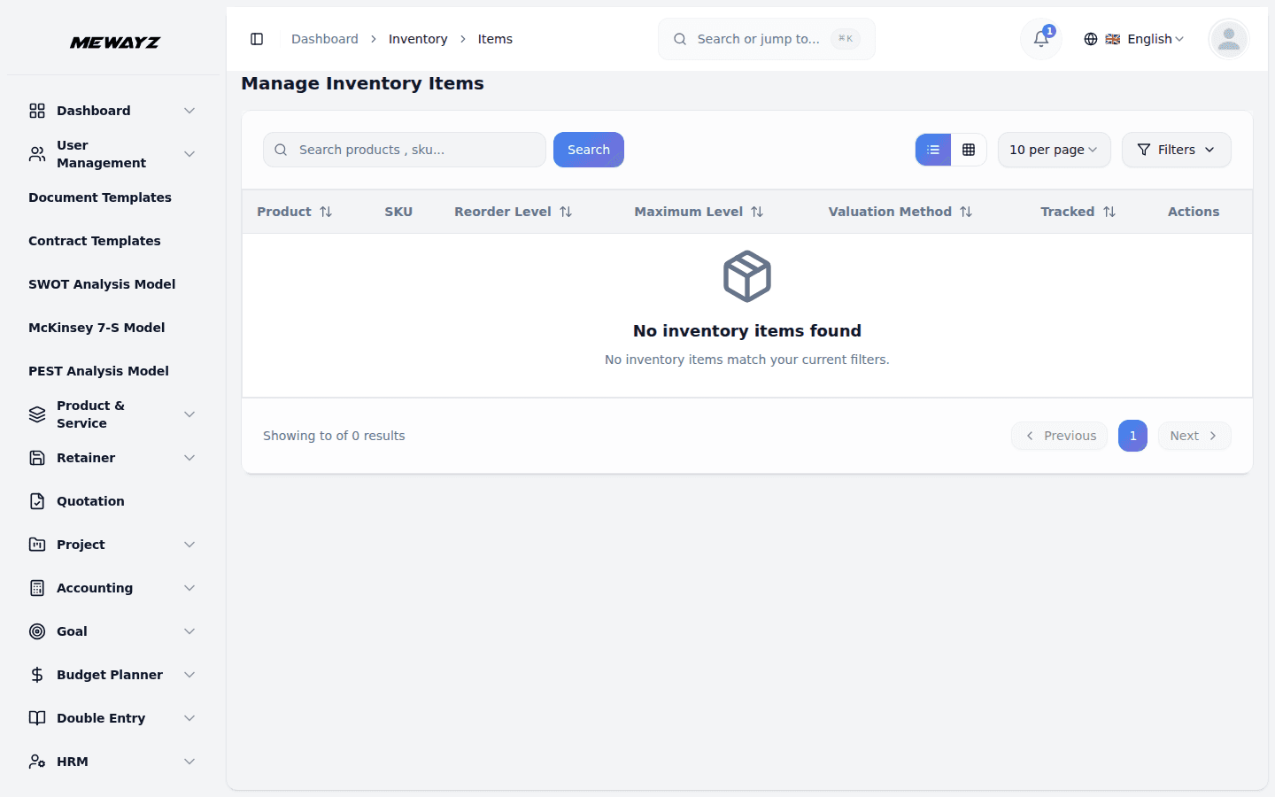 Mewayz Inventory & Stock module screenshot