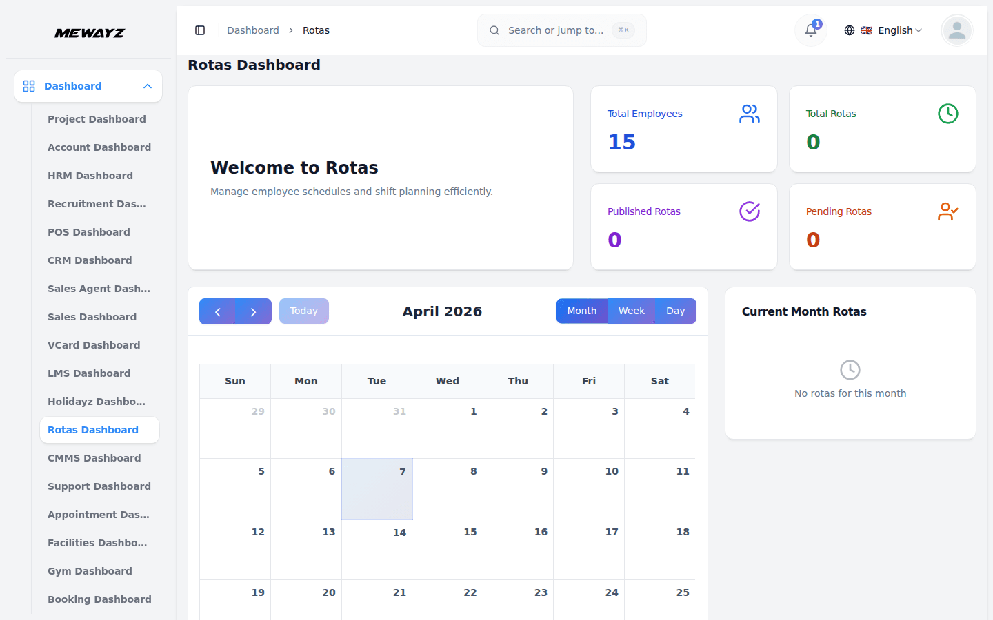 Mewayz Rotas & Scheduling — Rotas dashboard