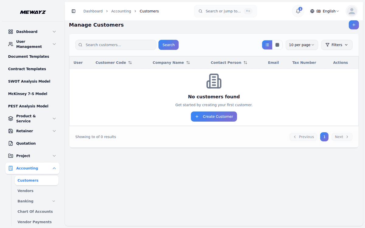 Mewayz Invoicing — Customer accounts