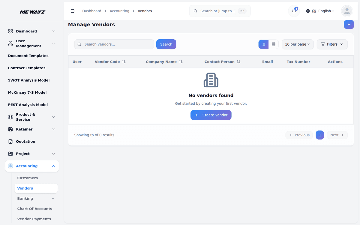 Mewayz Invoicing — Vendor management