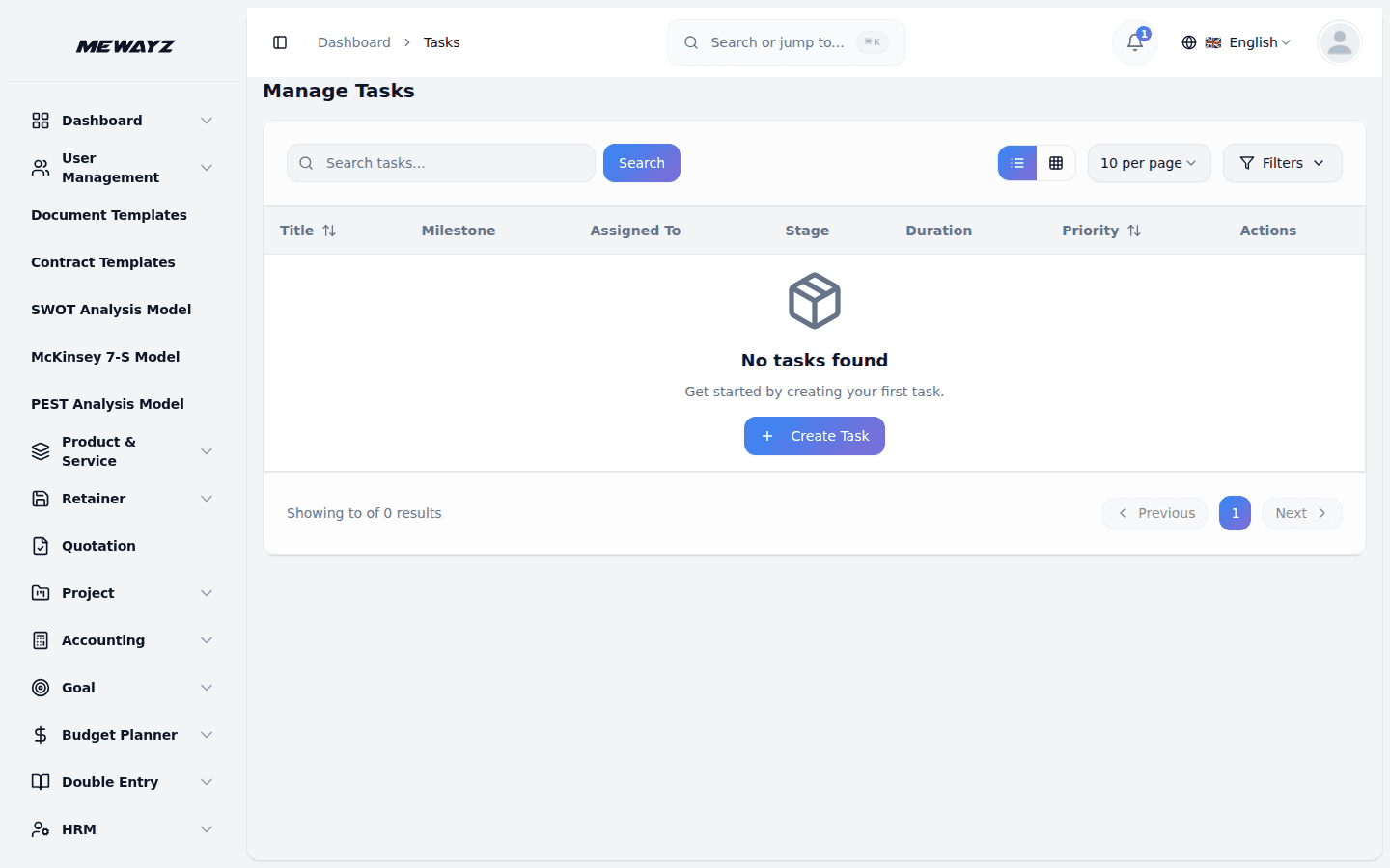 Mewayz Projects & Tasks module screenshot