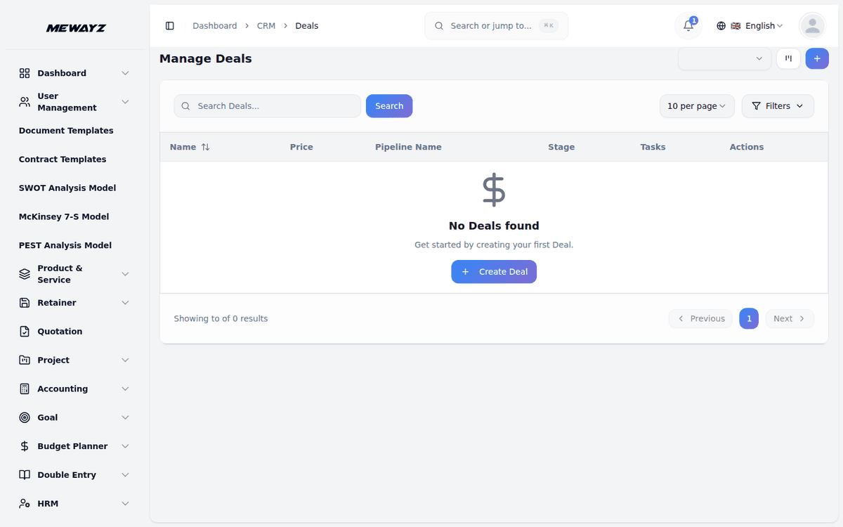 Mewayz Deal tracking